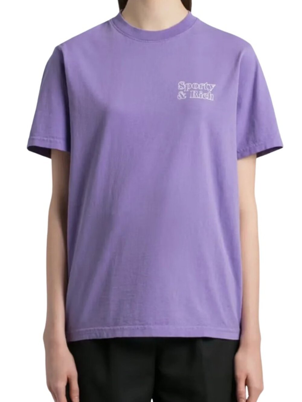 Sporty & Rich Lavender Crewneck Logo Tee